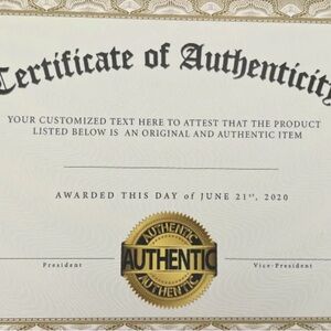 Certificate of Authenticity